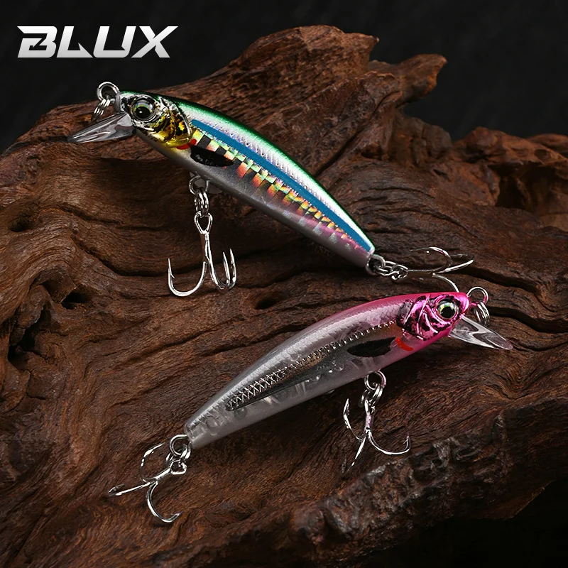 BLUX Gravity Minnow 50mm 4.3g Long Cast Heavy Shinking Fishing Lure Wobbler Freshwater Saltwater Bass Pike Hard Plastic Bait