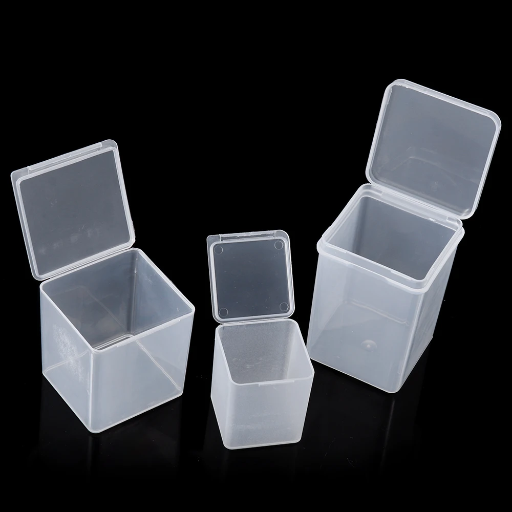 1Pc Small Plastic Beads Containers Transparent Storage Box with Hinged Lid for Items Crafts Jewelry Package Transparent Cases