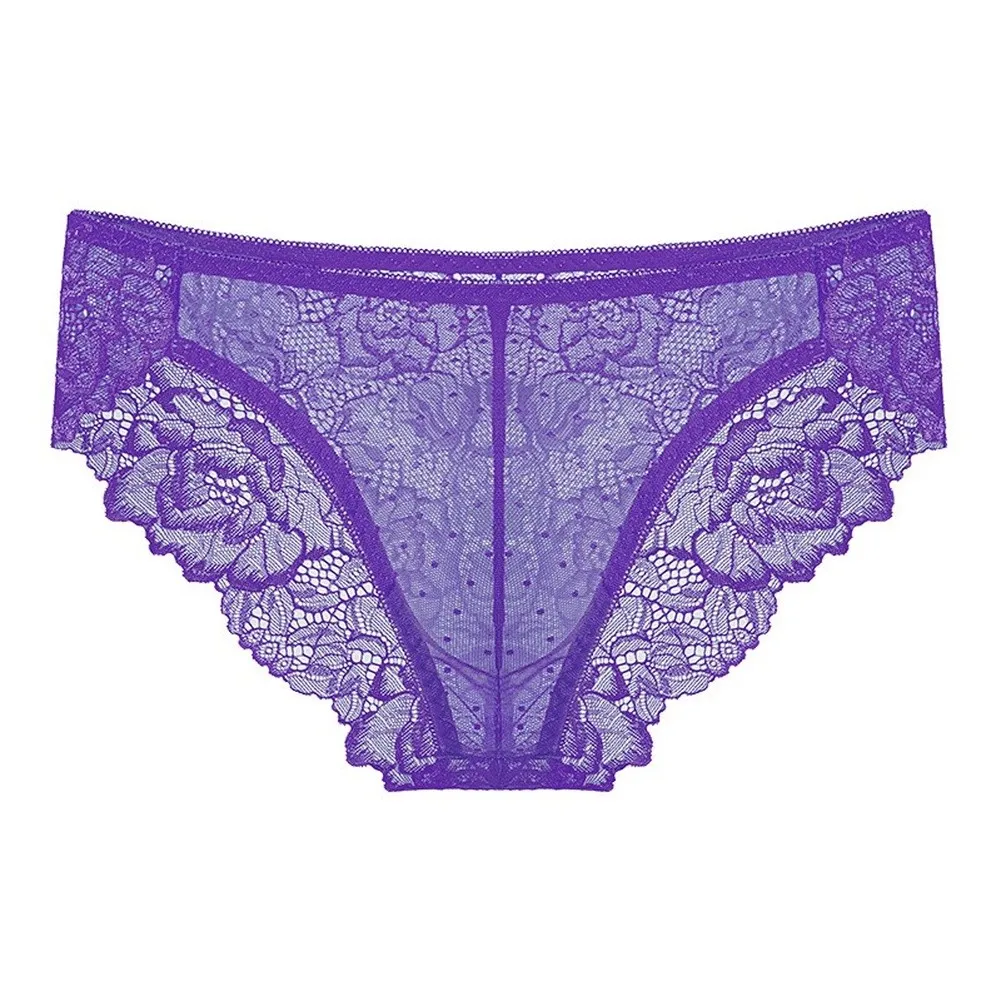 Mens Solid Color Sex Breathable Briefs Bulge Pouch Panties Boxers Floral Lace Briefs Sheer See Through Underwear