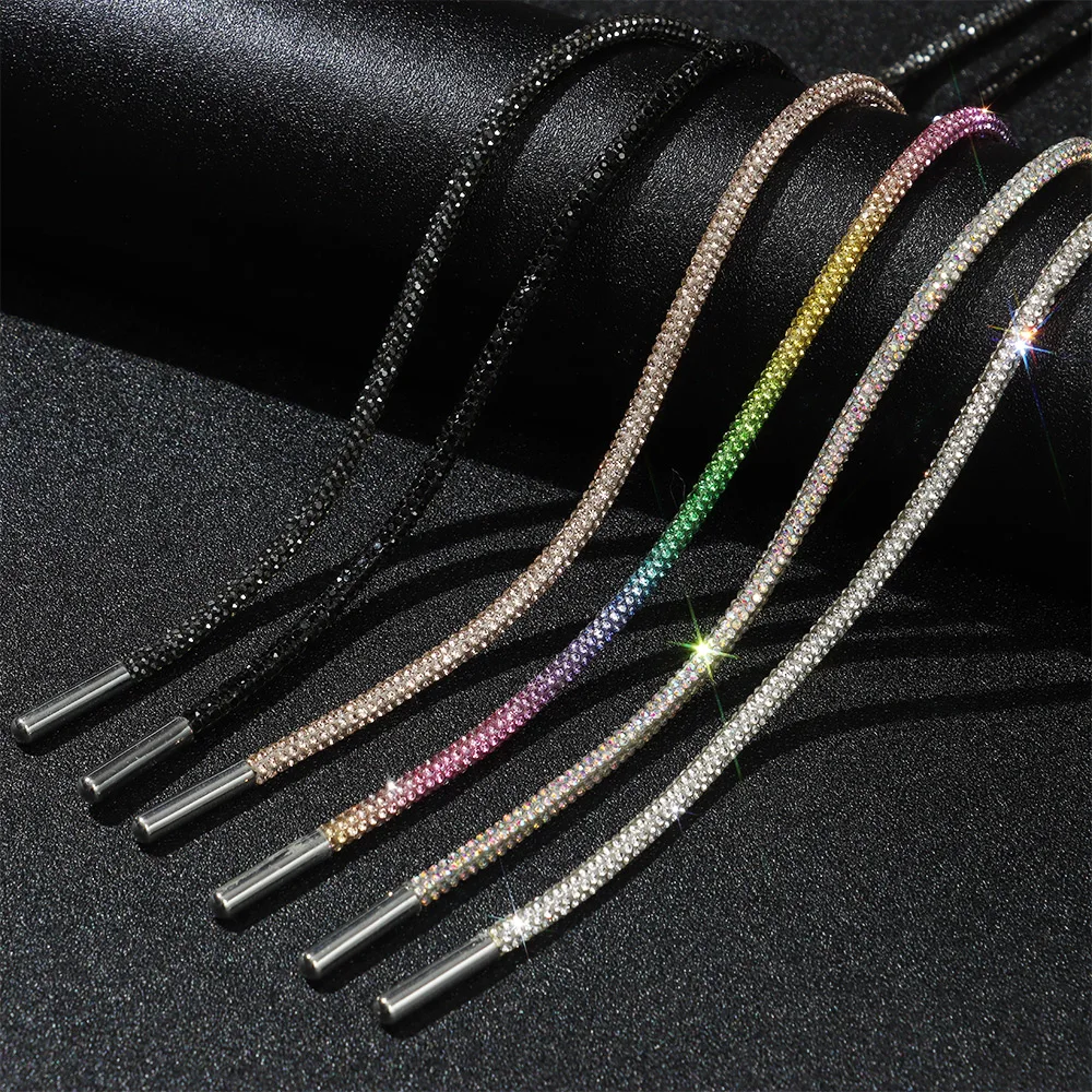 100/120/140/160CM Luxury Rhinestone ShoeLaces Diamond Shoe Laces Bright Strings Cross Braiding Strap Fashion DIY Accessories