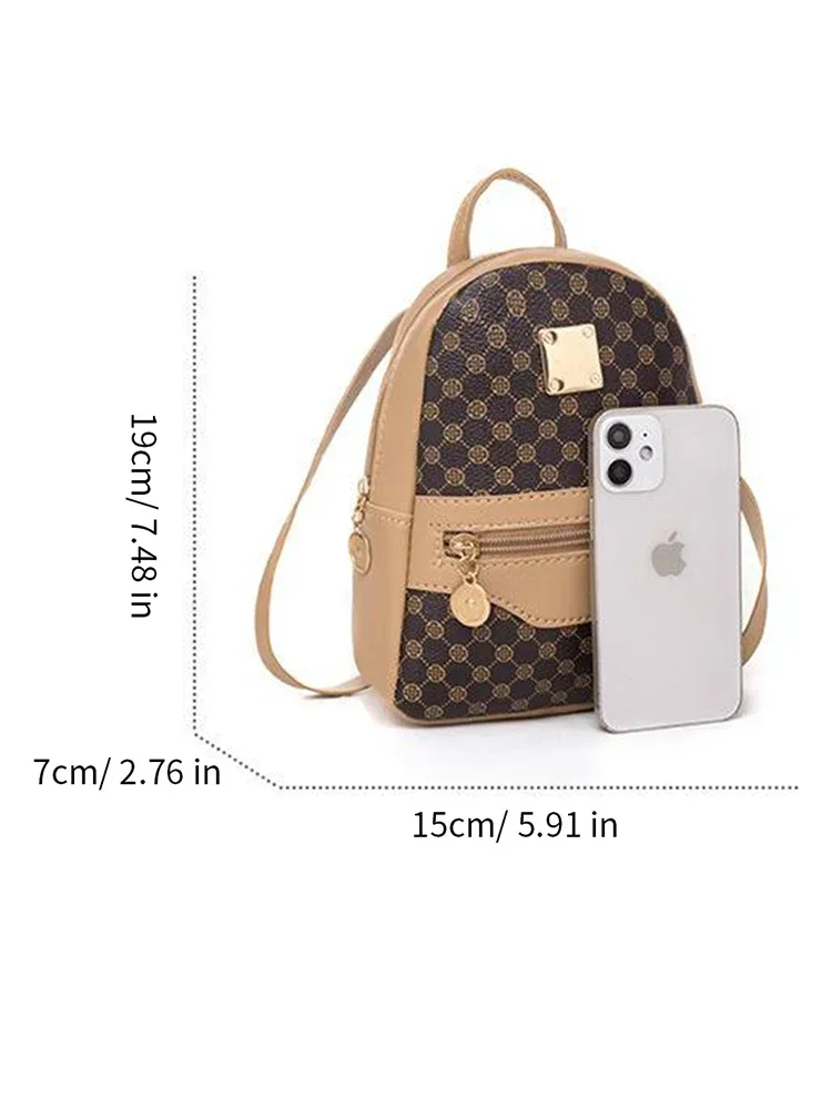 Checkered Pattern Shoulder Backpack Large Capacity Handbag Crossbody Cell Phone Square Bag for Women