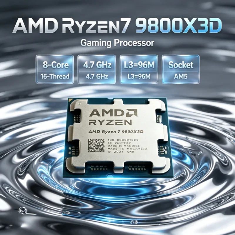 AMD Ryzen 7 9800X3D L3=96M 8-Core 16-Thread R7 9800X3D 120W Gaming Processor Socket AM5 4.7GHz DDR5 4NM