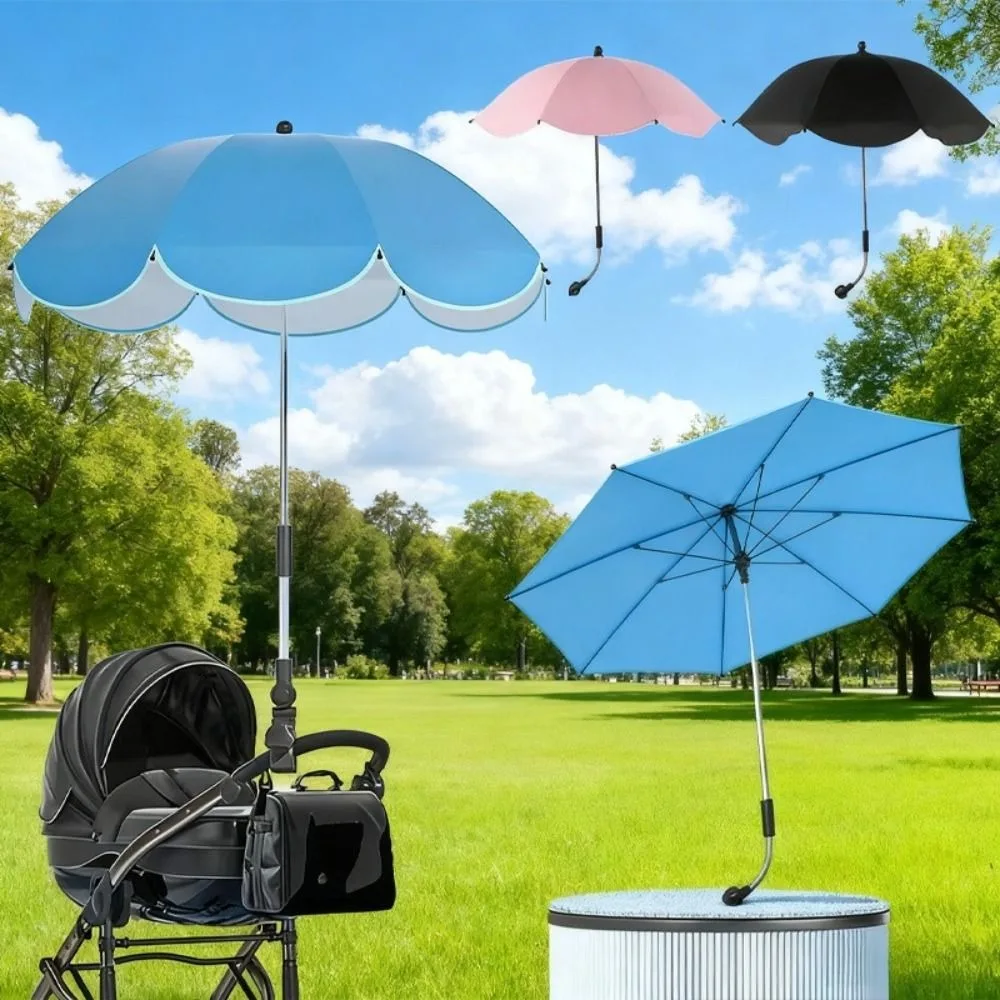 Adjustable Clamp Stroller Umbrella Rainproof UV Sunshade Stroller Sunshade Umbrella Portable Durable Frame Pram Umbrella