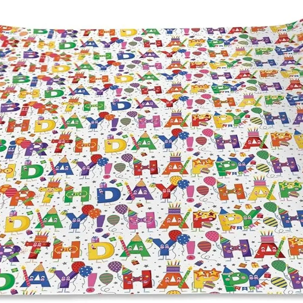 8 rollos de papel de regalo con temática de cumpleaños, 5 pies x 30 pulgadas