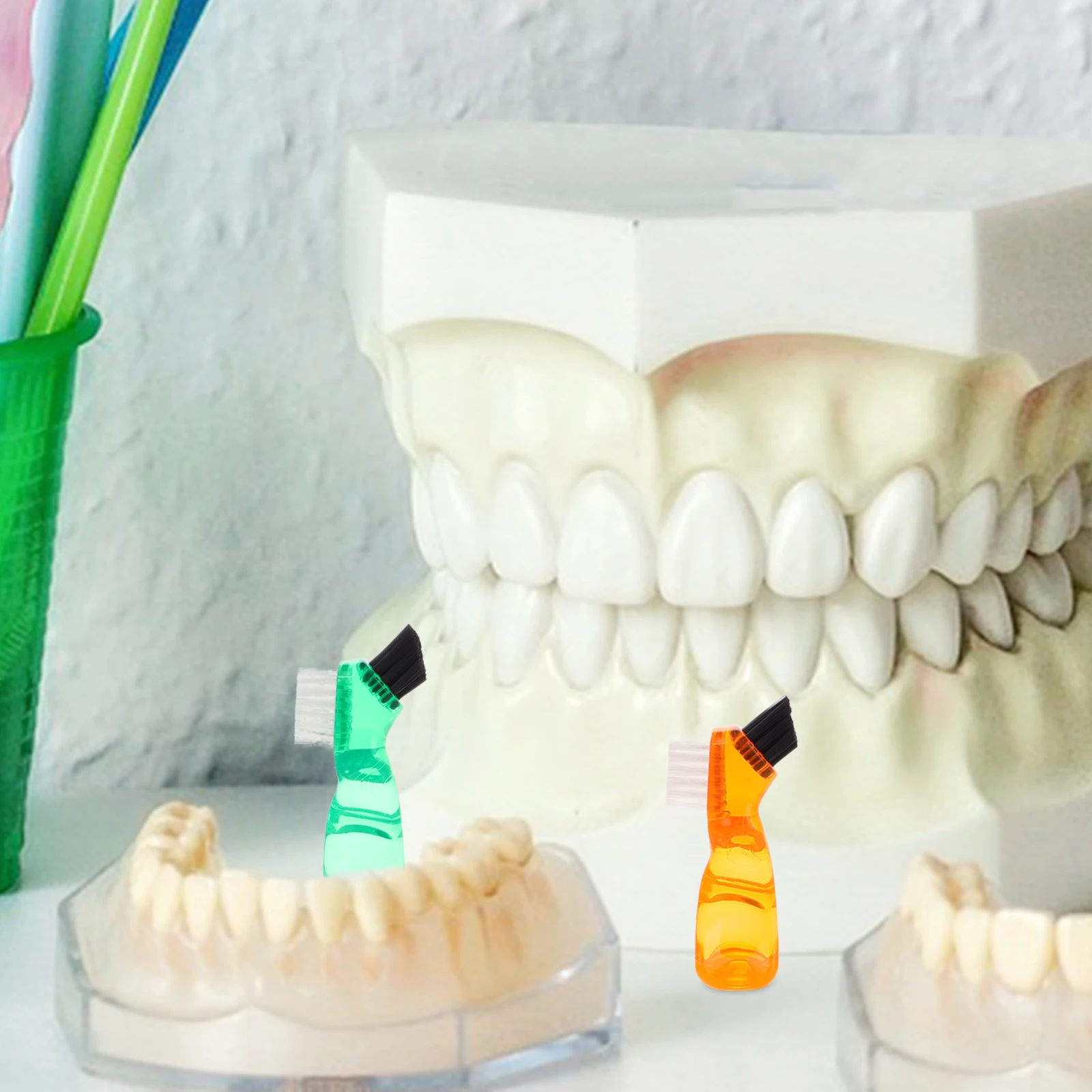 

4Pcs Oral Care Toothbrush for Dentures Non-Slip Handle Gentle Bristles Deep Well Maintenance