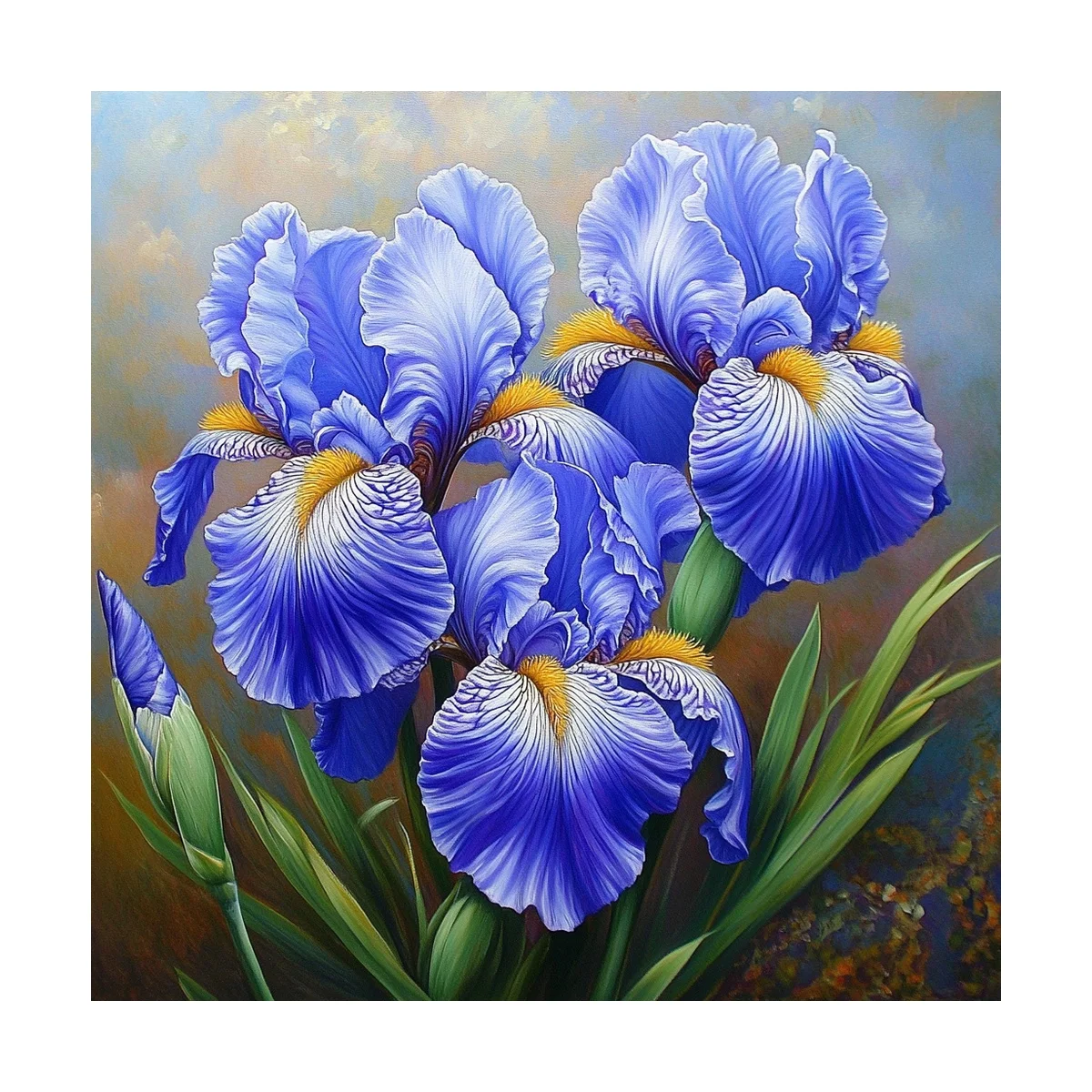 1 Stück 40x40 cm/15,74 Zoll, 11Ct/14Ct Kreuzstich-Set, DIY Valentinstagsgeschenk, Stickerei-Set für Festlichkeiten, Blaue Irisblumen – Detail 4