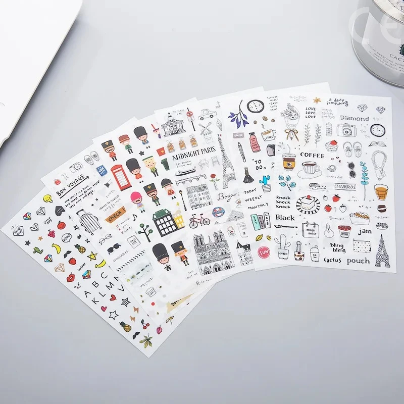 6pcs Fresh Watercolor Style Stickers Travel Diary DIY Pocket Diary Photo Album Stickers  Cute Stickers  Korean Stationery