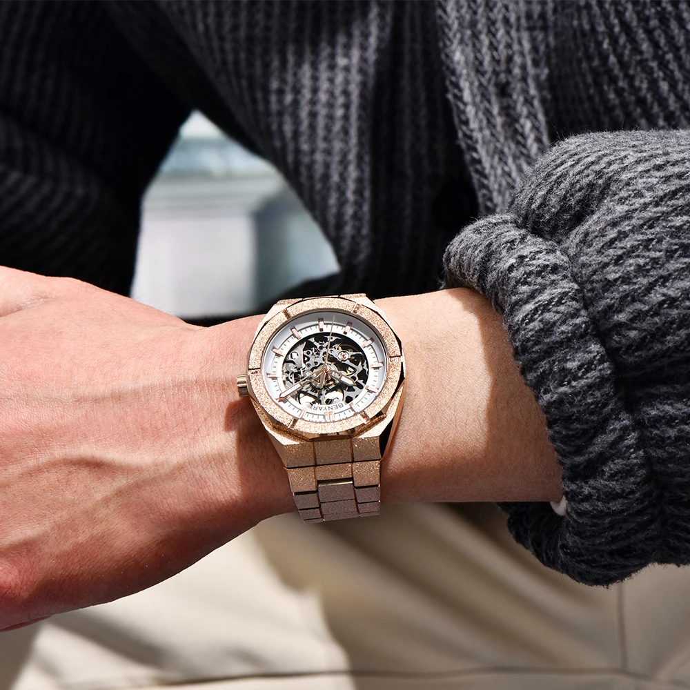 BNEYAR 2025 Reloj de acero inoxidable para hombre de 41 mm Esfera luminosa Reloj mecánico automático resistente al agua hasta 30 m