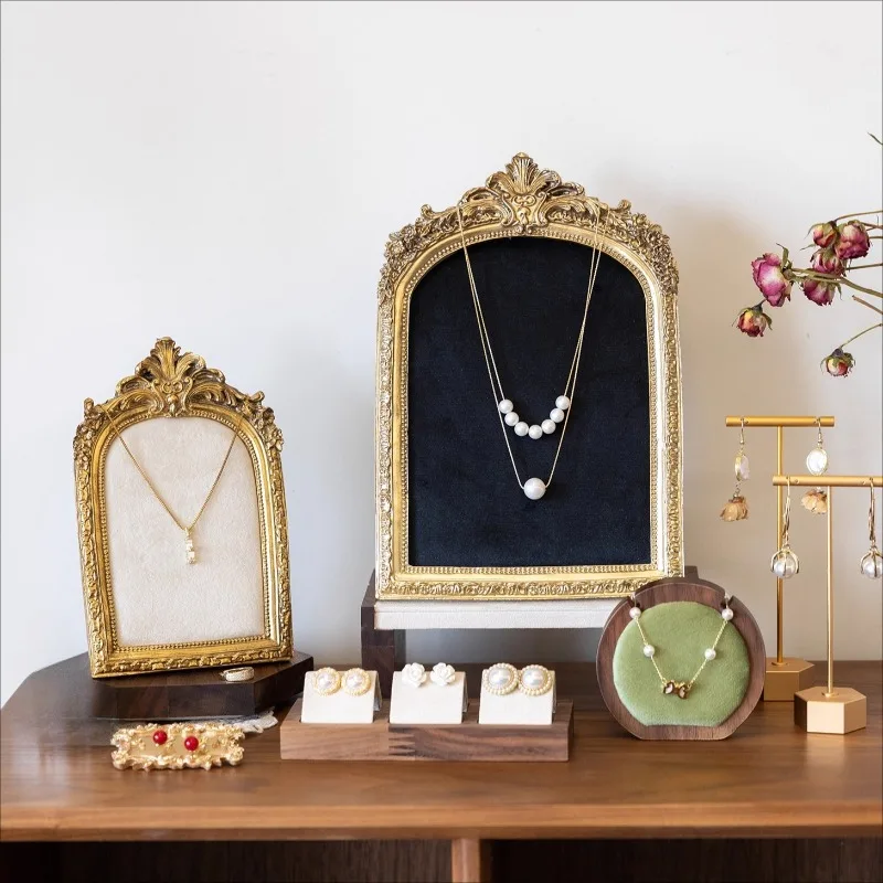 

Luxury Jewelry Stand Resin Flannel Necklaces Storage Holder Exhibitor Earring Bracelet Ring Display Shelf Jewellery Organizer