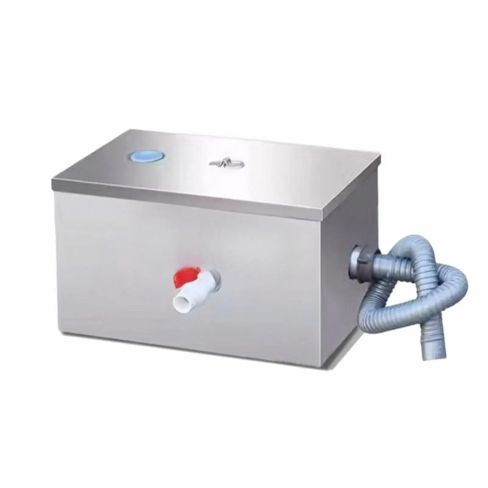 Stainless Steel Commercial Oil Separator for Kitchen Wastewater with Top Cover Inspection Port and Drain Hose
