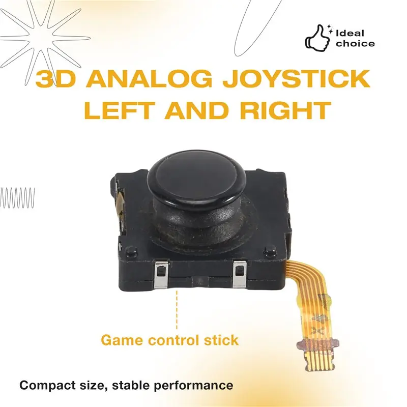 AT82-High-Quality Black 3D Analog Joystick Replacement For 1000, Dual Left/Right Controller Sticks