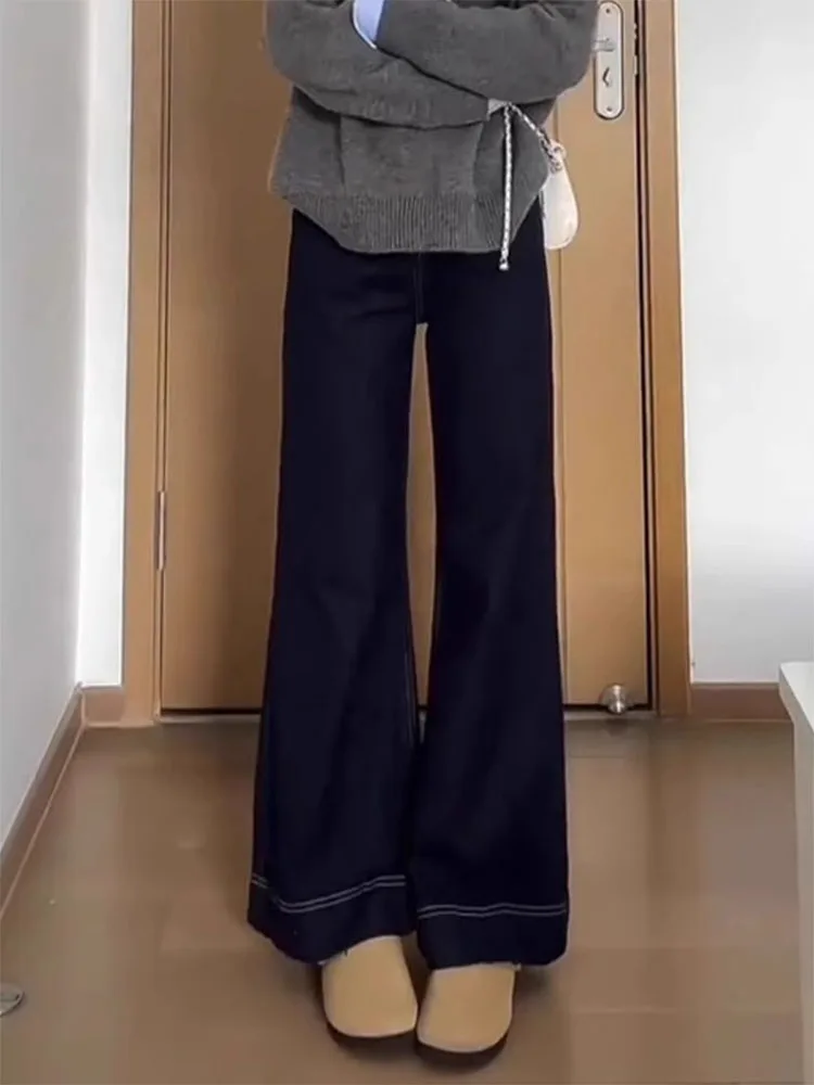 กางเกงยีนส์ขากว้างทรงสลิมสำหรับผู้หญิง รุ่นใหม่สำหรับฤดูร้อน ทรงหลวม เอวสูง กางเกงขายาวลำลอง สวมใส่สบาย