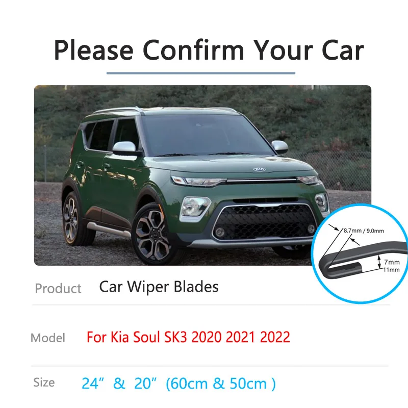 2x For Kia Soul SK3 2020 2021 2022 MK3 Winter Wiper Blades Rubber Windscreen Windows Cleaning Replacement Car Accessory 24\