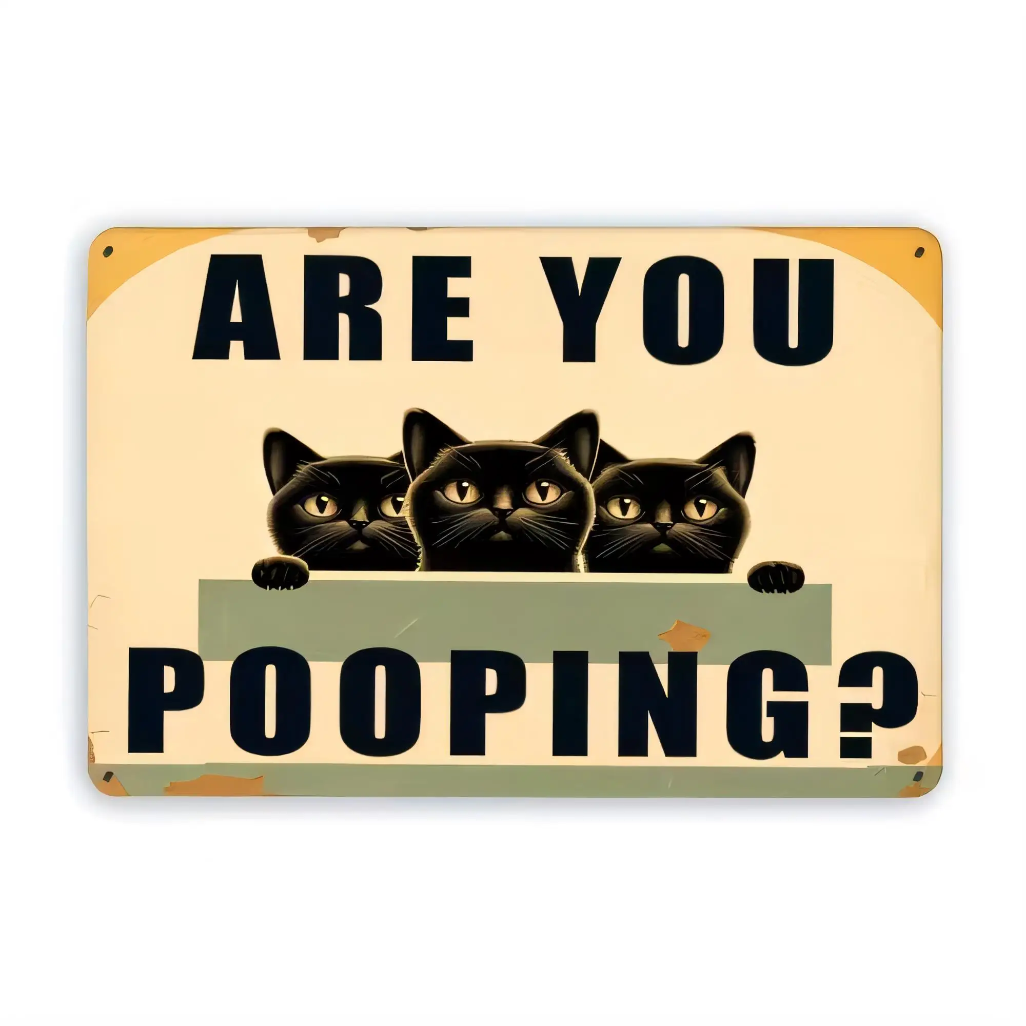 Tin Sign Are You Pooping Funny Cat Quote Retro Metal Plaque Bathroom Wall Decor Farmhouse   Vintage Style for Restroom Kitchen B
