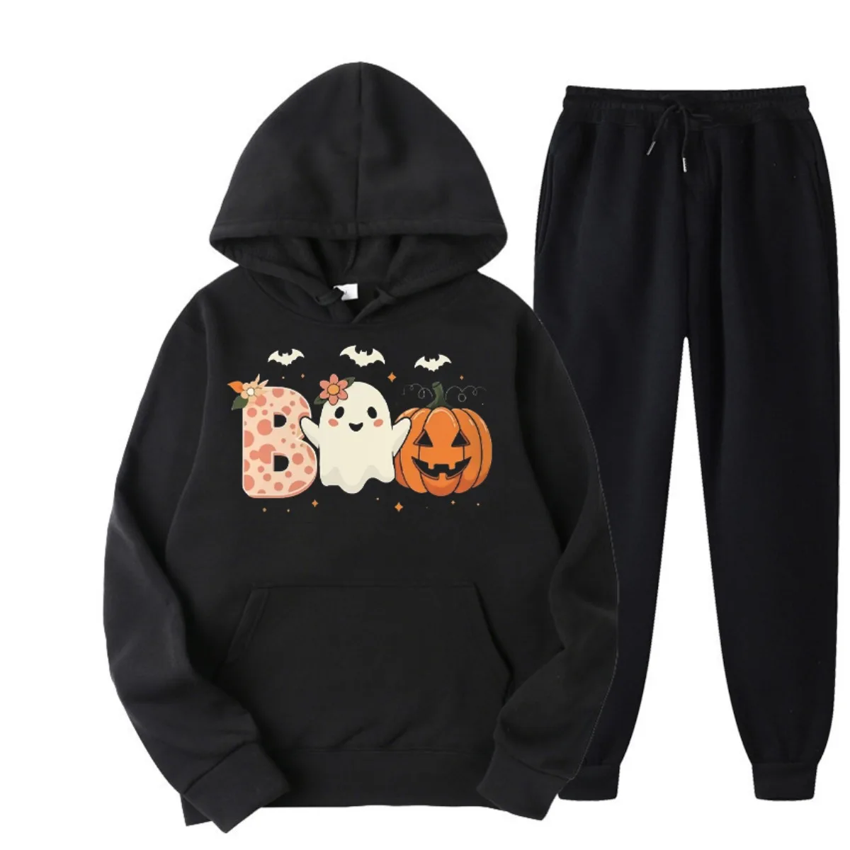 

BOO милый призрак узор Хэллоуин стиль пара комплект толстовка осень/зима толстовка модная и удобная повседневная одежда
