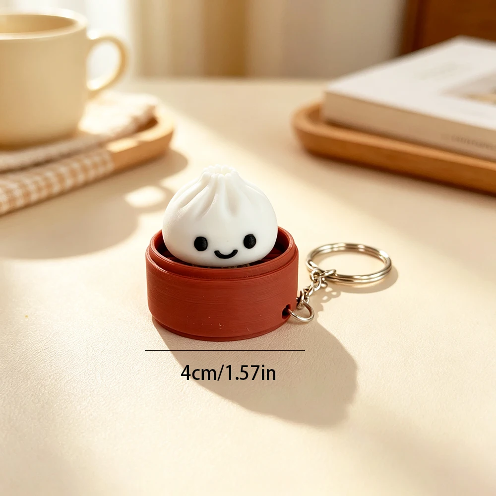 Click On The Steaming Basket Buns 3d Printing Decompression Button, Backpack Hanging Car Parts Multifunctional Unique Keychain