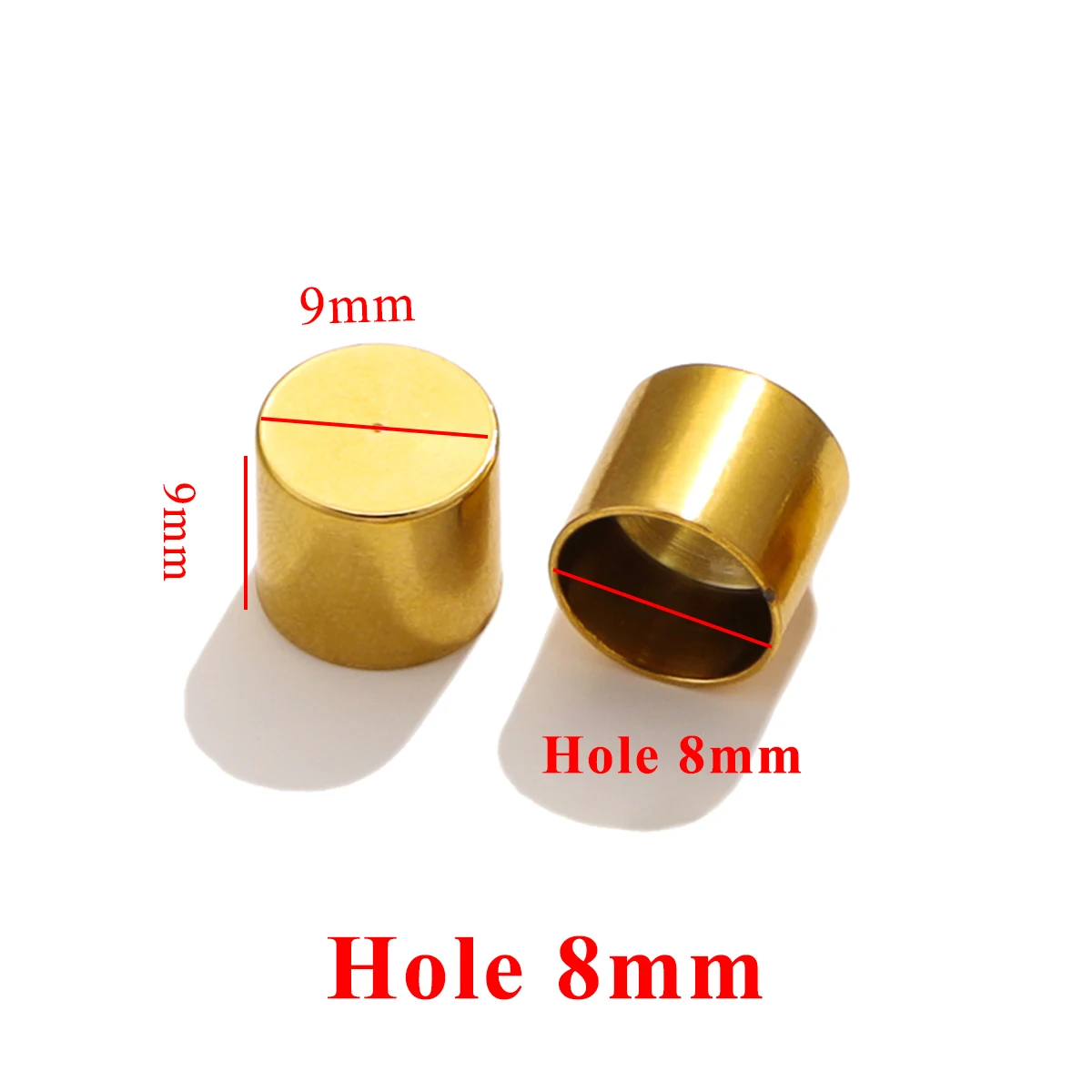 10 Stück Edelstahl-Zylinder-Lederbandverschluss, goldfarbene Crimp-Spitzen-Endkappen für Halskette, Armband, Verbinder, Schmuckherstellung