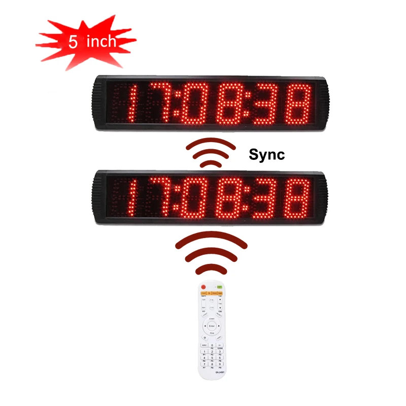 Digital Wall Clock with Synchronized Function, Stopwatch for Field Events, 5 