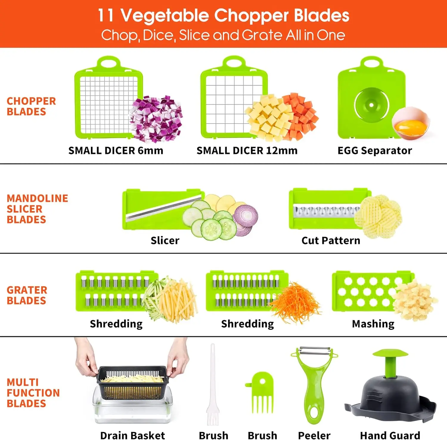 12 in 1 Multifunctional Vegetable Slicer Cutter Shredders Slicer With Basket Fruit Potato Chopper Carrot Grater