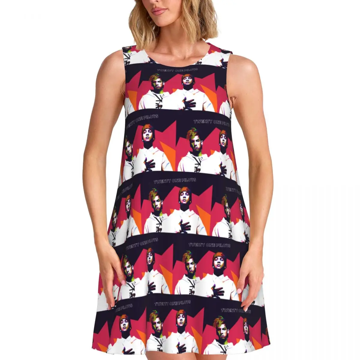 مخصص T-Twentys One P-Pilots فساتين الصيف الإبداعية بلا أكمام فساتين الشمس غير رسمية الشاطئ التستر بلا أكمام لفستان الشاطئ #1