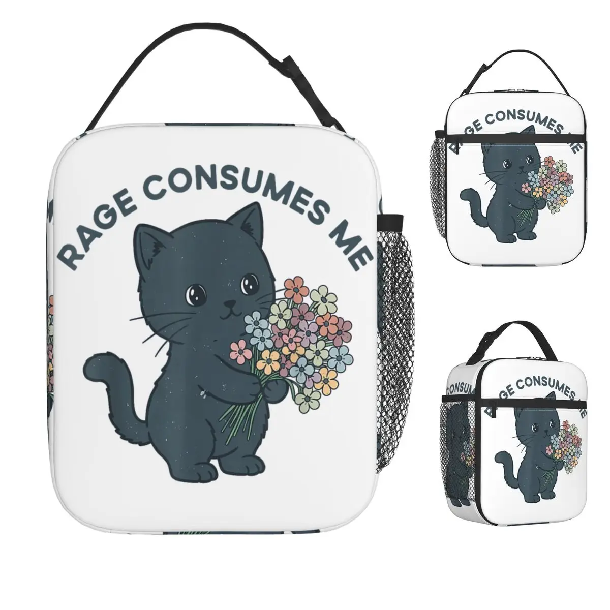 

Rage Consumes Me Cat Shirt Funny Rage Is Consuming Me Lunch Bag For Girls Lunch Box Casual Picnic Cooler Bag Thermal Lunch Bags