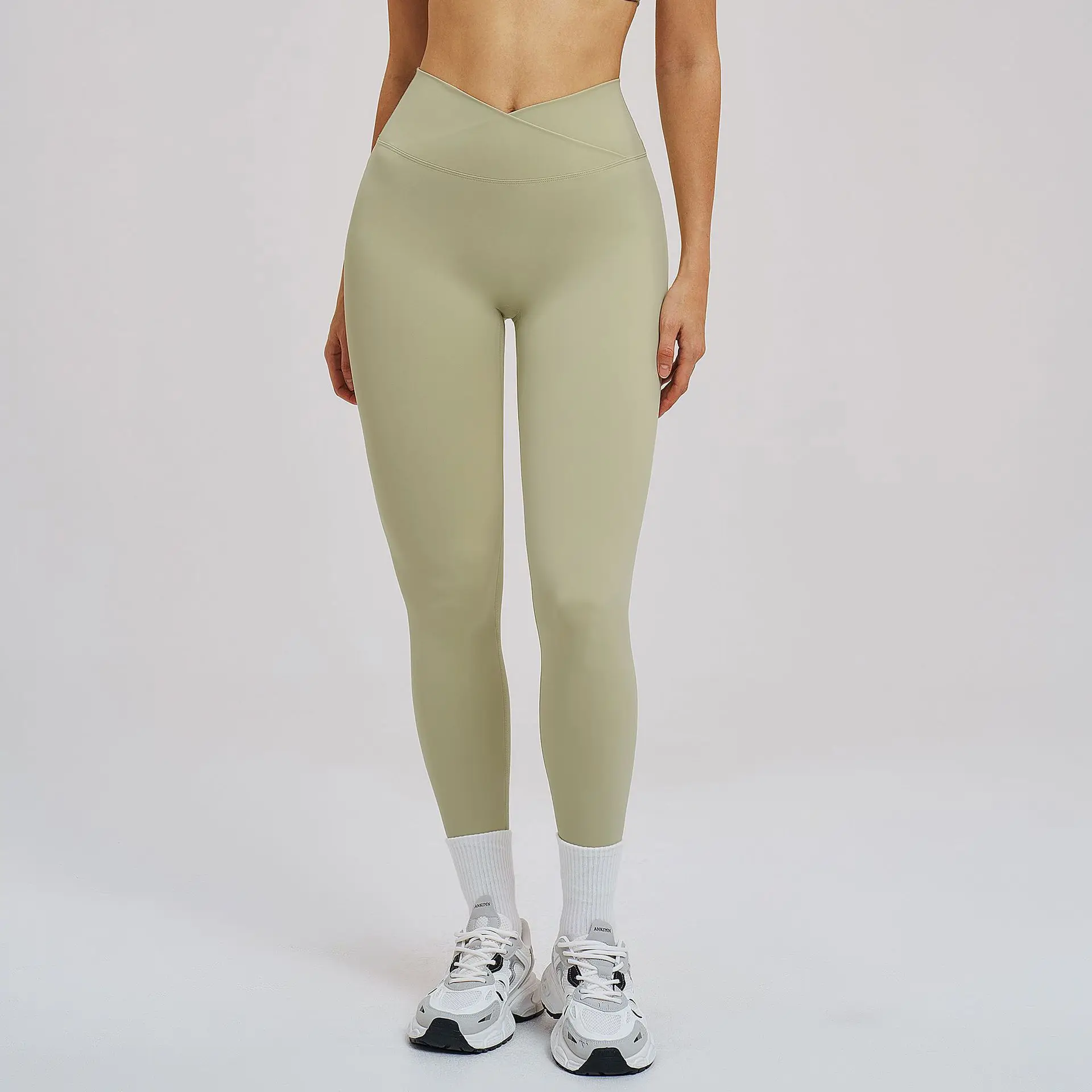 Women Sports Leggings V-waist Elastic Peach Buttocks Gym Leggings Fitness Pants With Raised Hips And High Waist Yoga Pants Tight