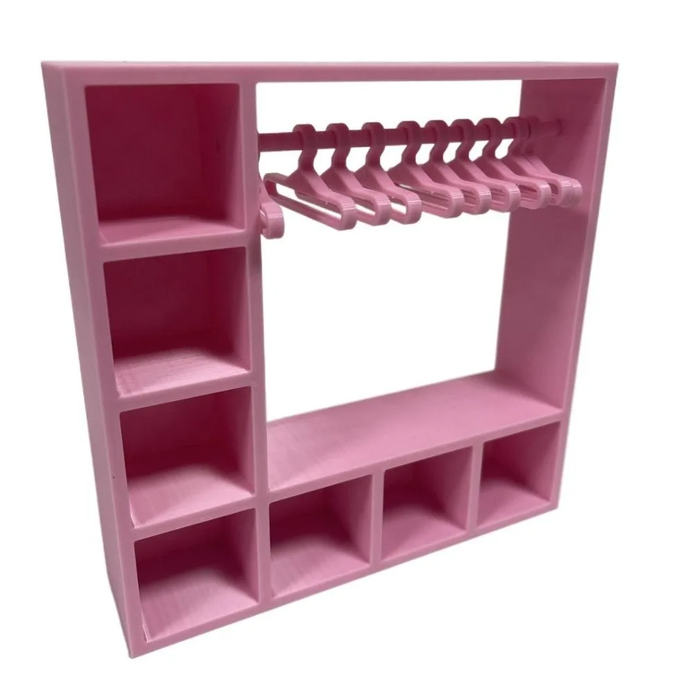 Large Capacity Doll Clothes Closet Portable with 10 Hangers Clothes Storage for Figures Durable Cute Doll Wardrobe