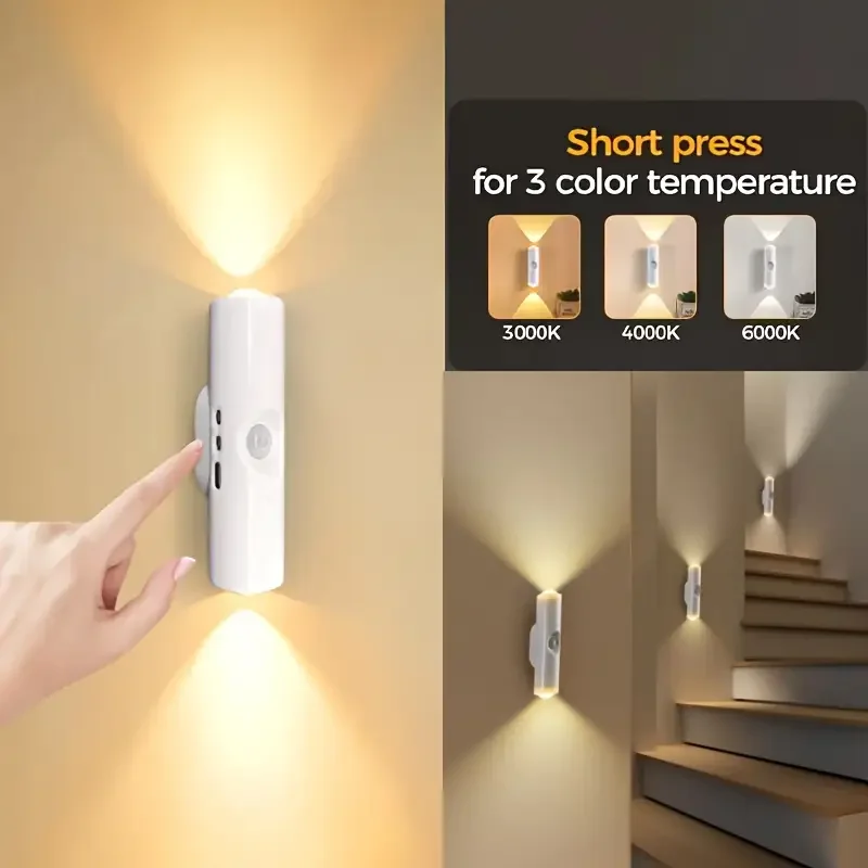 1/2/4/6PCS Wall Mounted Induction Lights with USB Charging and Adjustable Dimming Suitable for Bedrooms and Living Rooms