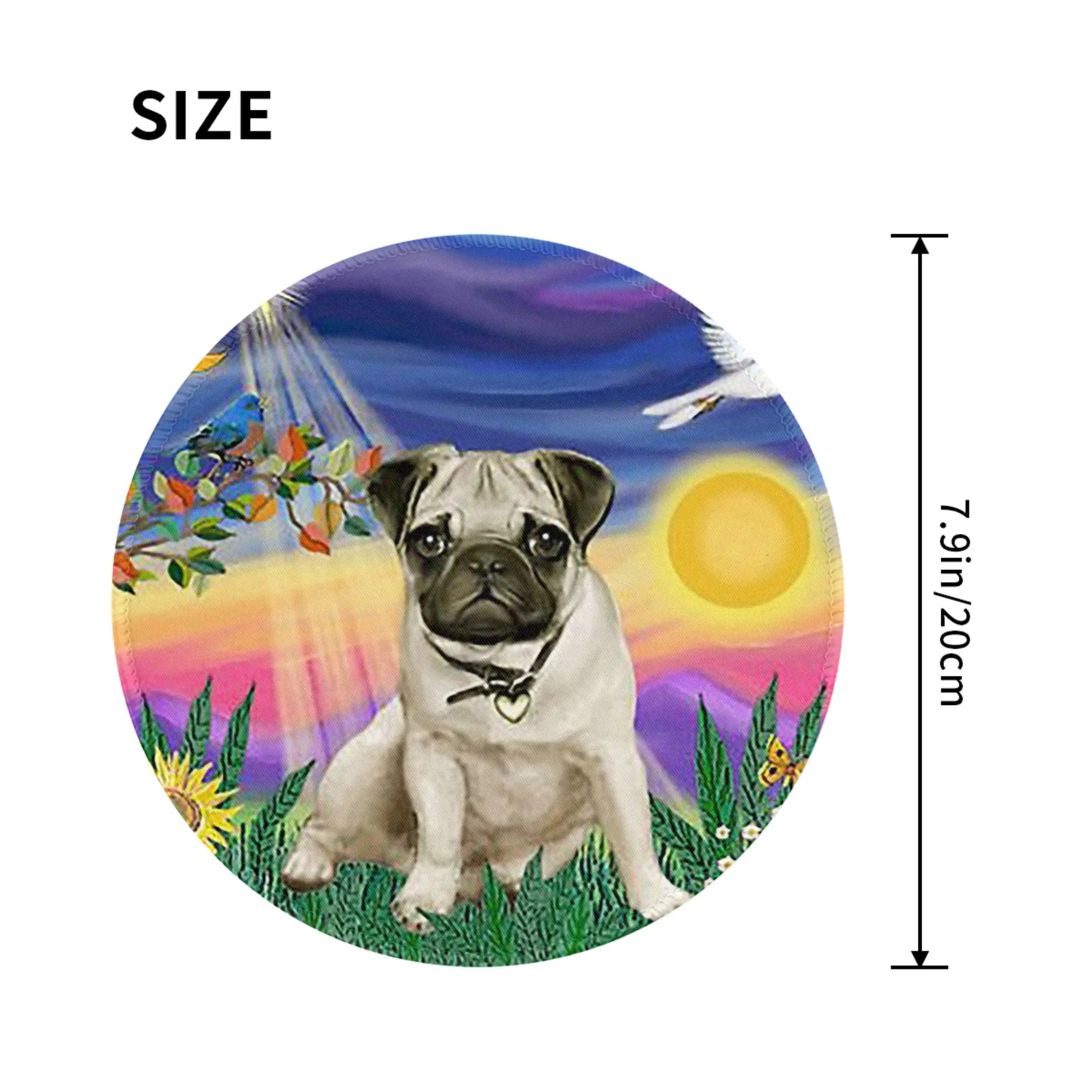 Twilight with a Pug Mouse Pad Computer Keyboard Mouse Mat Gamer PC Laptop Desk Mat Office Accessories Table Mats
