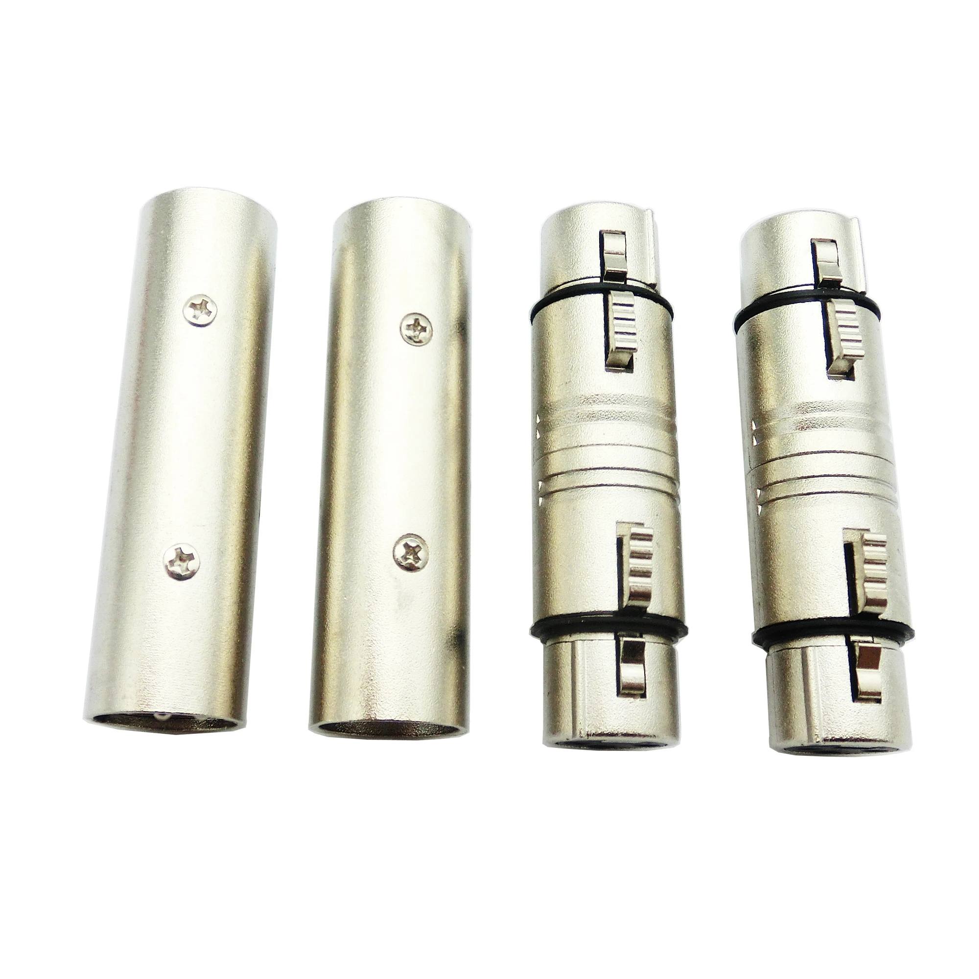 4-Pack XLR Gender Connector Kit, 2 Male to Male & 2 Female to Female Couplers, For Mixers, Micphones & Amplifiers