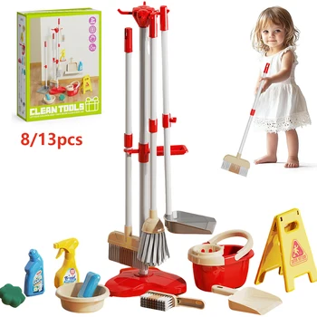 Kids Cleaning Toy Set for Toddlers Mini Broom Dustpan Mop Pretend Play Housekeeping Supplies Kits Montessori Toys Girl Boy Gifts