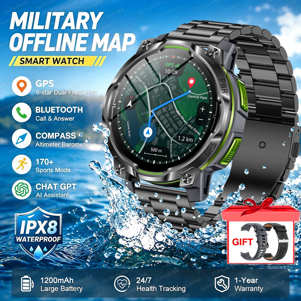 2026 GPS Offline Map Smart Watch, Advanced Navigation