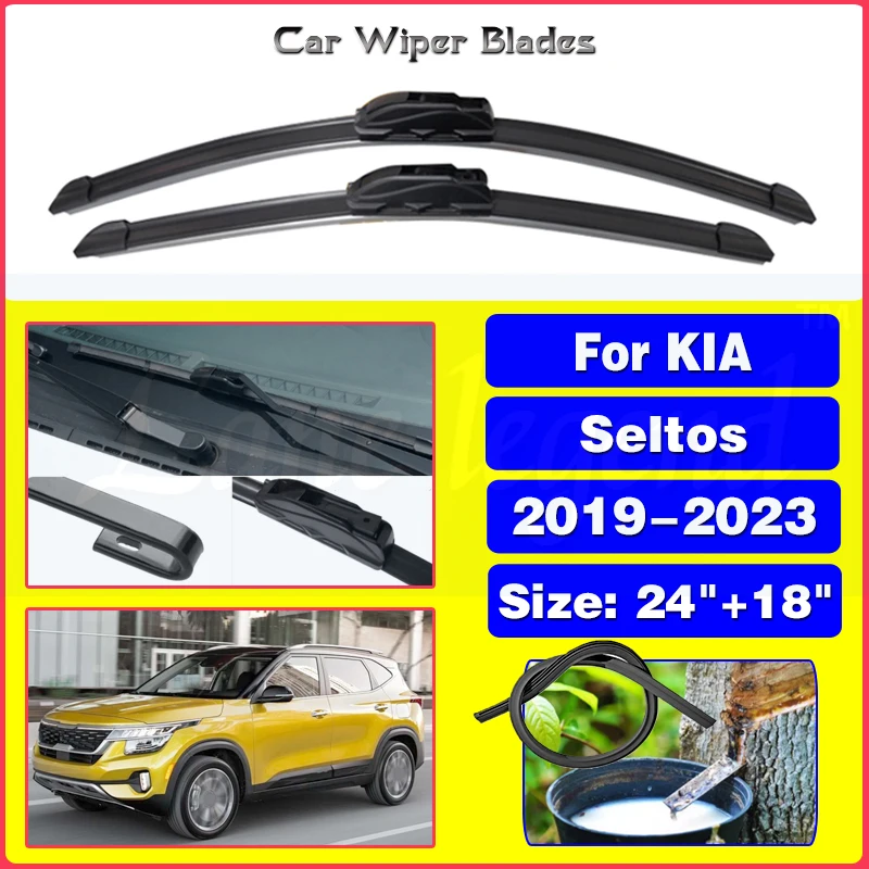 

Wiper Front Wiper Blades For Kia Seltos 2019 - 2023 Windshield Windscreen Clean Window Car Rain Brushes Car Accessories 24"+18"