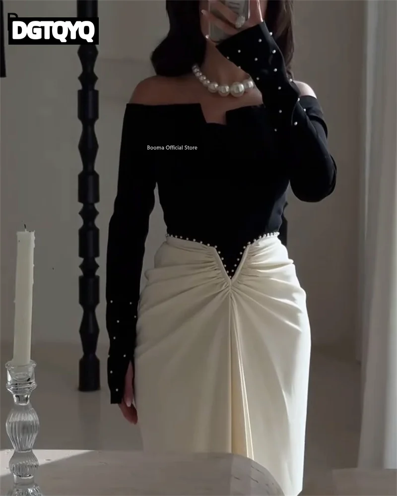 DGTQYQ Abiti da sera a sirena Abiti da festa formali per le donne Lungo con spalle scoperte Piega Elegante abito da ballo 2025 Nuovo alla moda