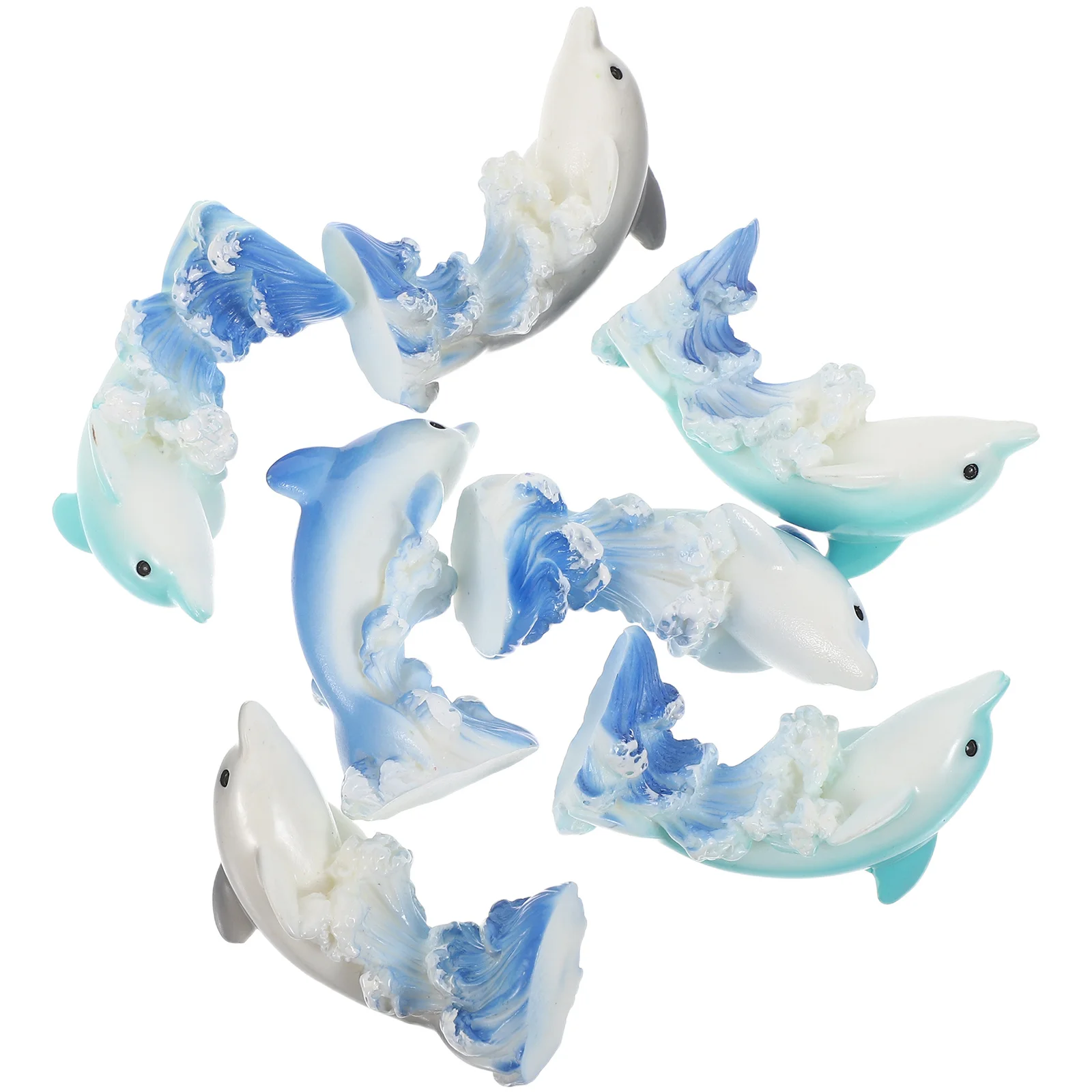 

7 шт. маленькие фигурки дельфинов из смолы, подробные украшения для морских животных, кукольный домик, аквариум, ремесло, крошечные статуи океанских животных