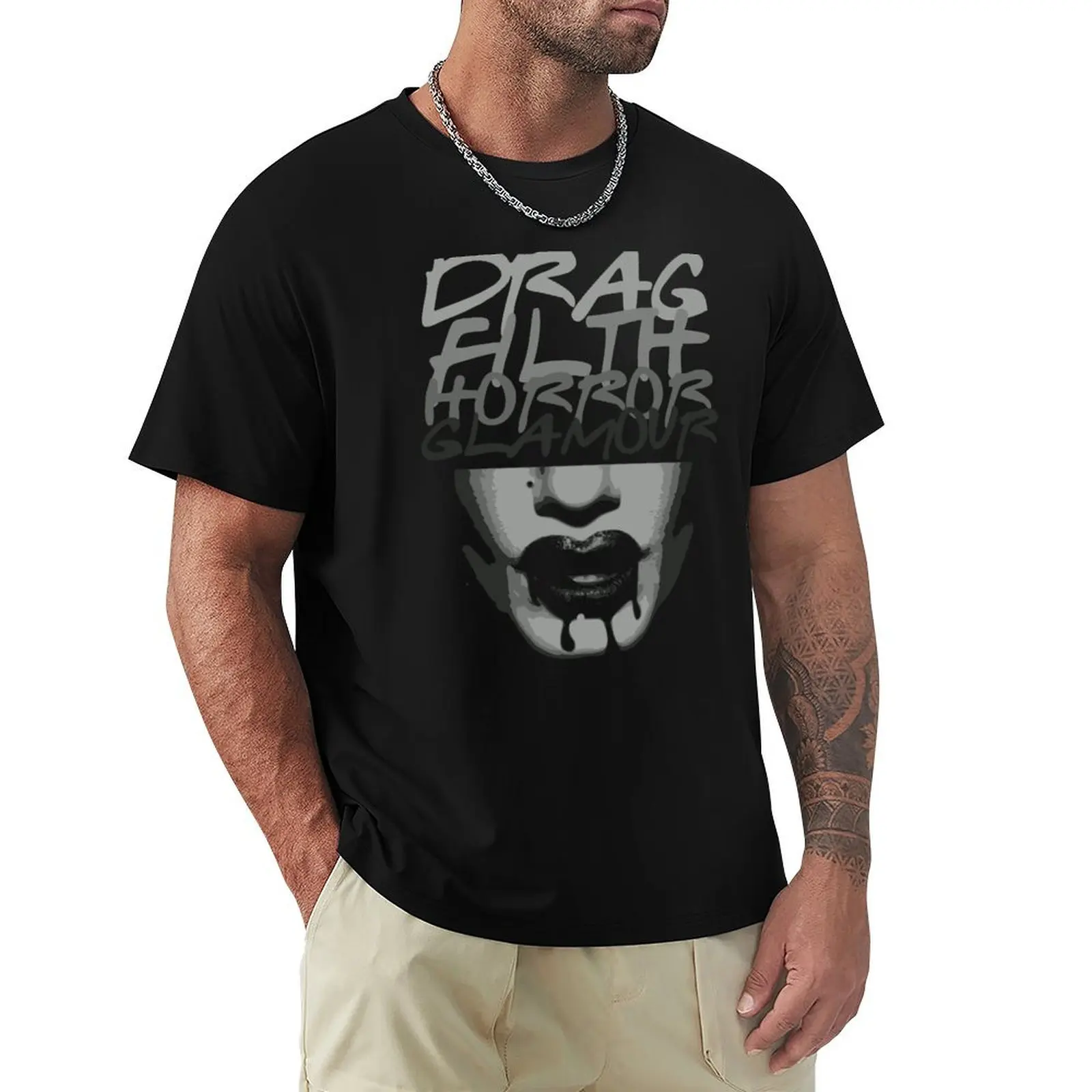 

DRAG FILTH HORROR GLAMOUR T-Shirt cotton graphic tees shirts graphic tee baggy shirts blue archive Men's t-shirts