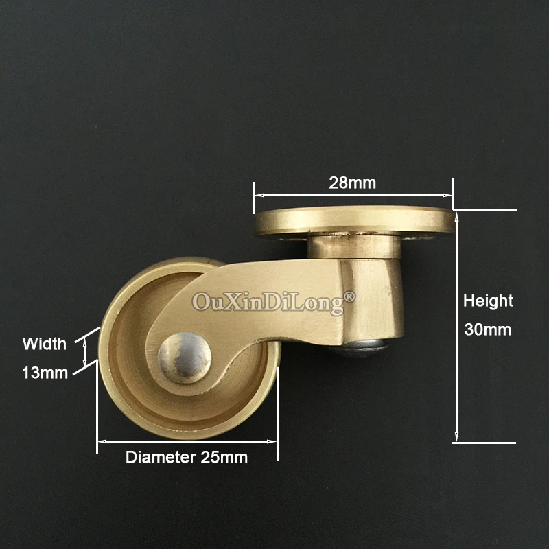 NEW 4PCS 1'' Solid Brass Casters Table Chair Sofa Couch Cabinet Feet Castors 360° Swivel Furniture Rollers Smoothly Moving Wheel