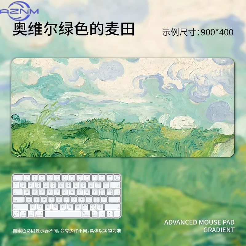 Oil Painting Monet Rubber Material Mouse Pad Seaming Dirt-Resistant Keyboard Pad Anti-Slip Washable Table Pad