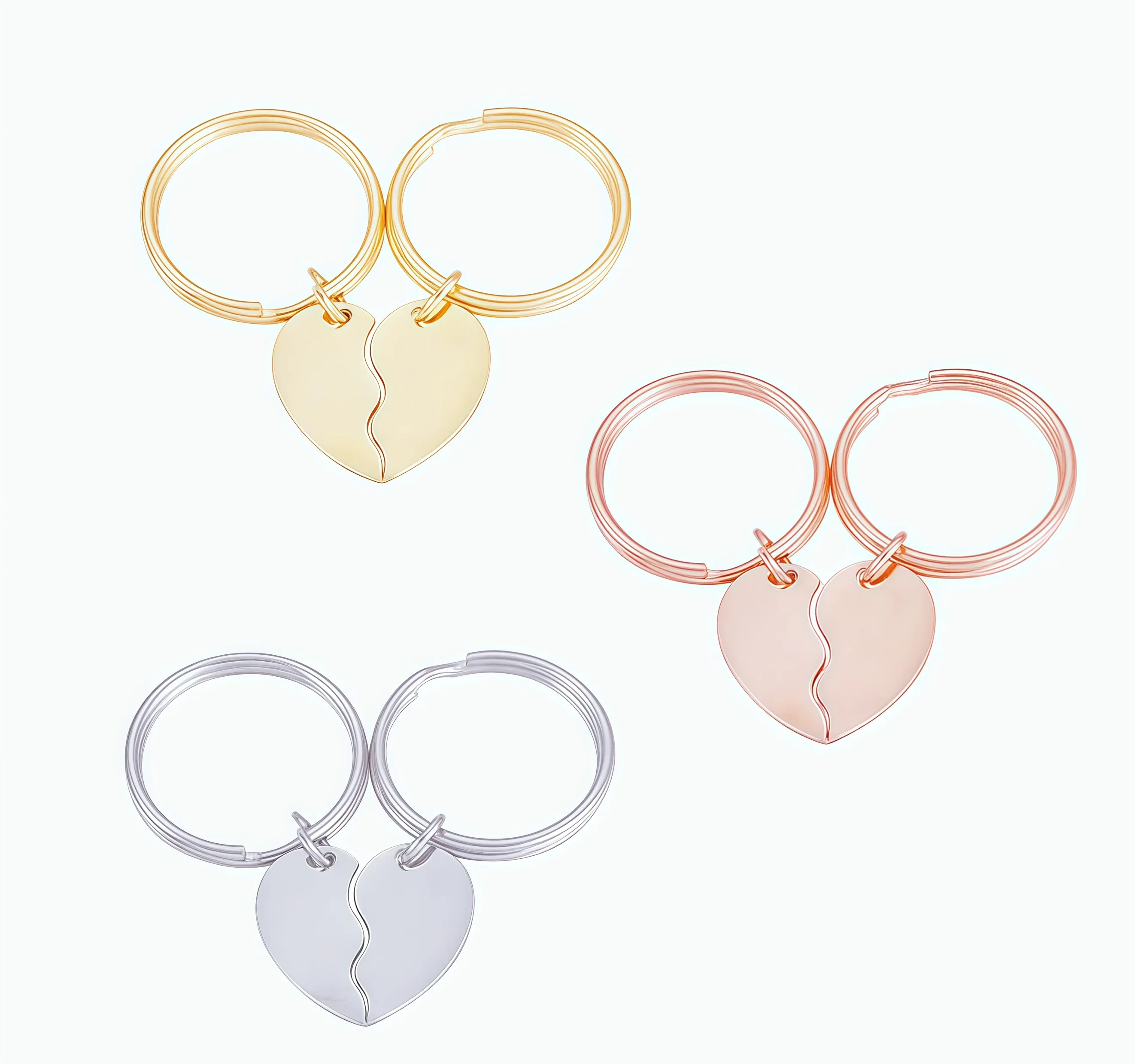 5Pairs Cute Love Heart Brick Keychains Set for Couples - Lego Style Key Rings for Men Women Girls Boys - Friendship Jewelry Gift - view 3