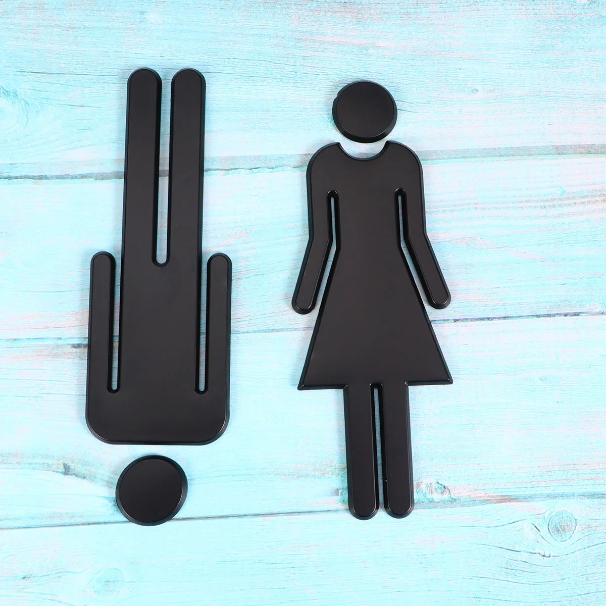 

1Set Bathroom Sign ABS Black 20cm Adhesive Men Women Toilet Symbol Wall Door Restroom Sign for Office Home Hotel Shop
