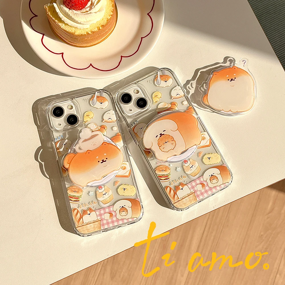 Lovely Shiba Inu Food House for Magsafe Magnetic Phone Case for IPhone 16 15 14 13 12 11 Pro Max Plus Anti-fall Clear Back Cover