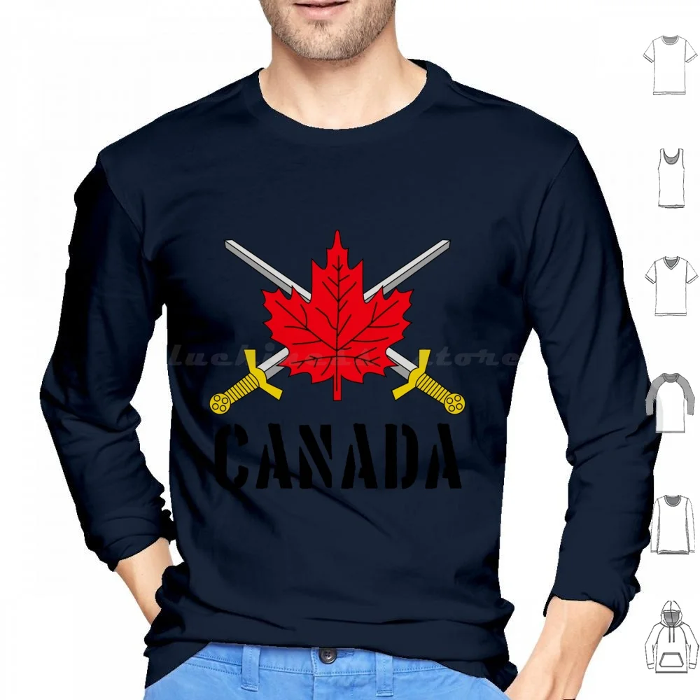 Canadian Army-Armée Canadienne Hoodies Long Sleeve Canadian Army Military Emblem Logo Insignia Patch Canada Maple Leaf