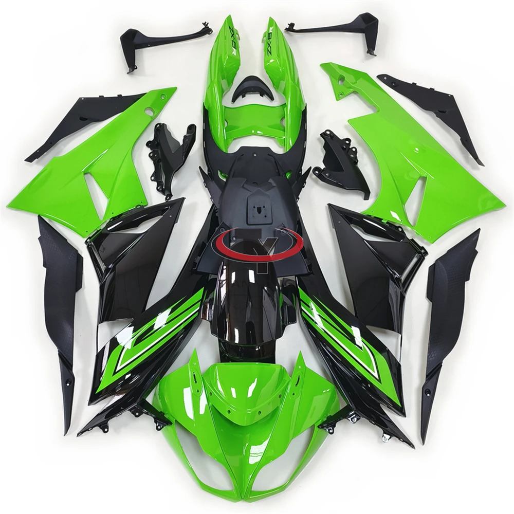 Full Fairing Kit For Kawasaki ZX6R 2009-2010-2011-2012 ZX 6R 636 Cowling Green and black glossy lines craftsmanship Bodywork