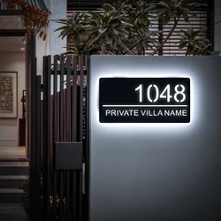Private Customized Lighted House Plaque 3D LED Illuminated House Number Address Name Sign Wall Outdoor Waterproof Acrylic Plate