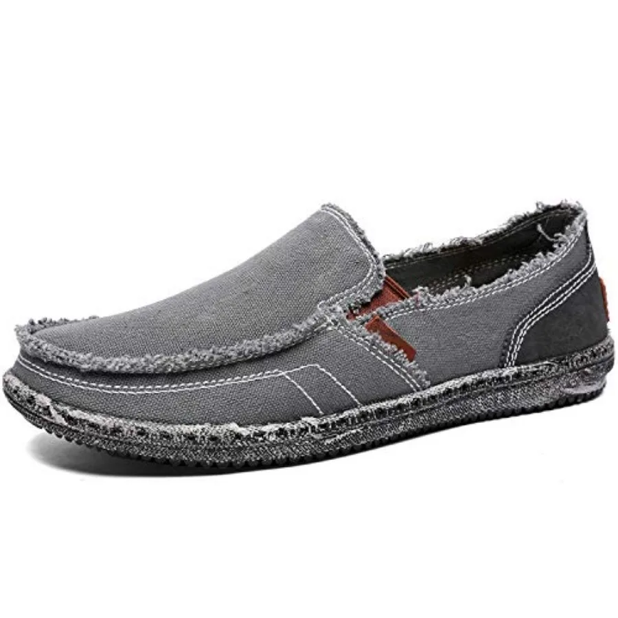 

CASMAG Men's Casual Cloth Shoes Canvas Slip on Loafers Leisure Vintage Flat Boat Shoes