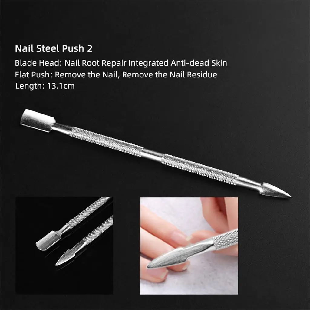 

Nail Polish Remover Pusher Set Stainless Steel Cuticle Trimmer Nail Tools Kit for Professional Manicure Use
