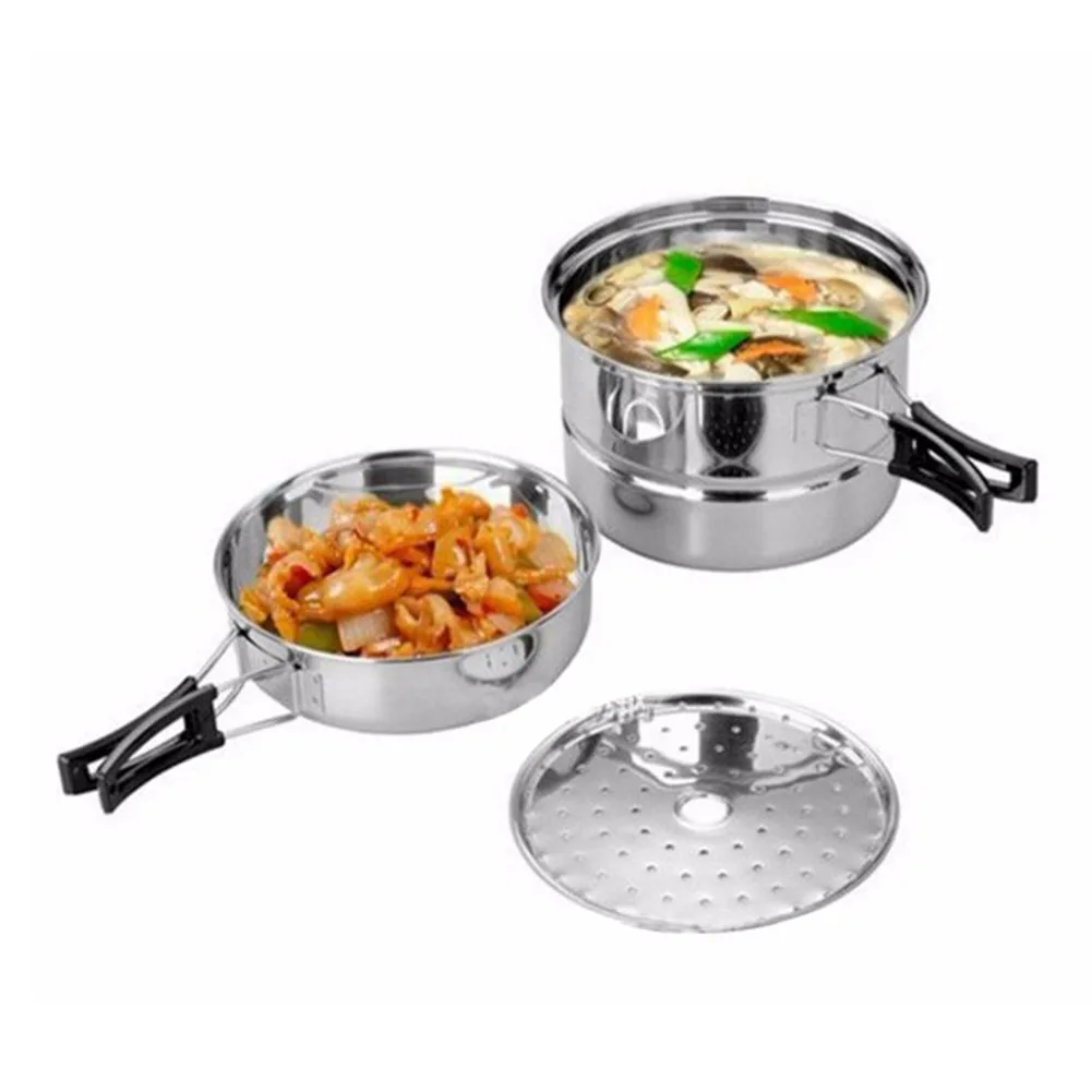 

Portable Outdoor Camping Cookware Set Stainless Steel Cooking Pot Cooking Tools Set For Picnic Camping Hiking Backpacking