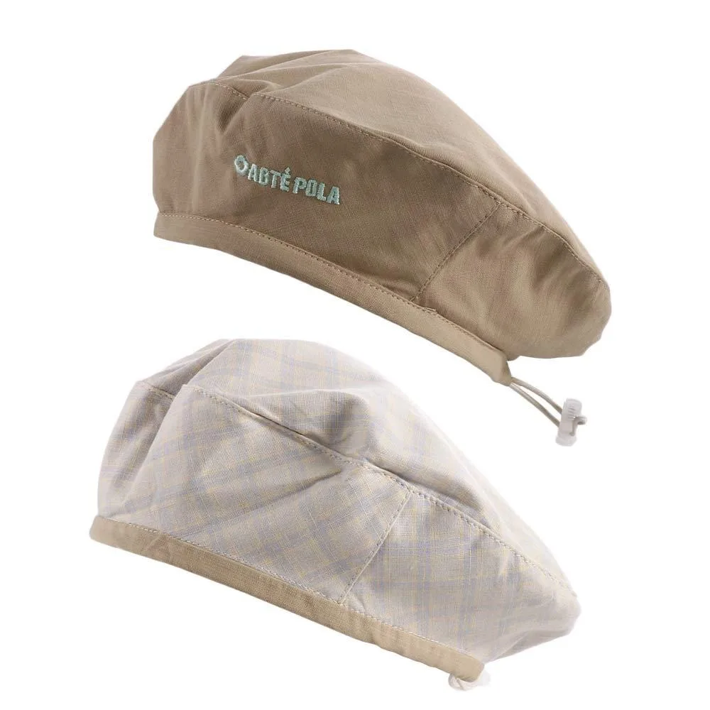 

Elegant Plaid Double-sided Beret Flat Japanese Women Beanie Hat Painter Hat Solid Color Octagonal Caps Girls