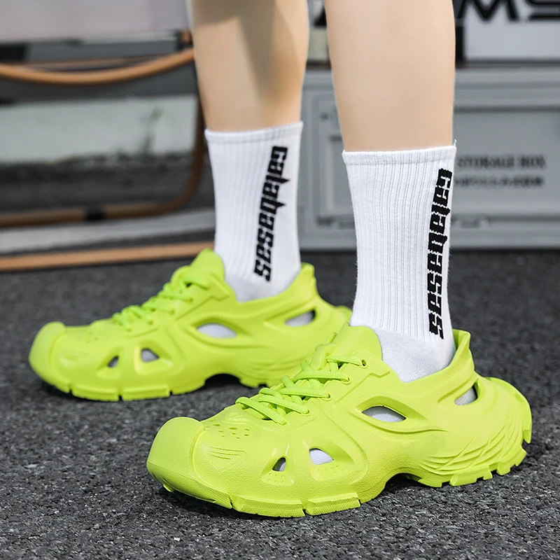 Men Beach Clogs 2024 Summer Soften Garden Clogs For Women Plain Sandals Comfortable Casual Lace Shoes Unisex