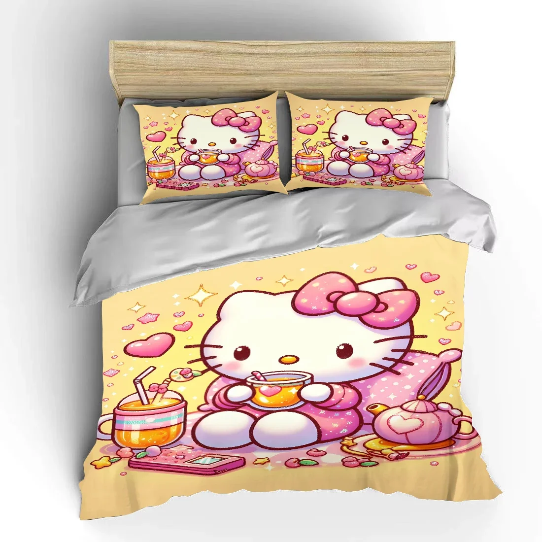 Imagem -05 - Hello Kitty Fluffy Bedding Conjunto para Crianças Cartoon Comforter Cover us Twin Queen Size Soft Bedclothes Baby Gift Pcs